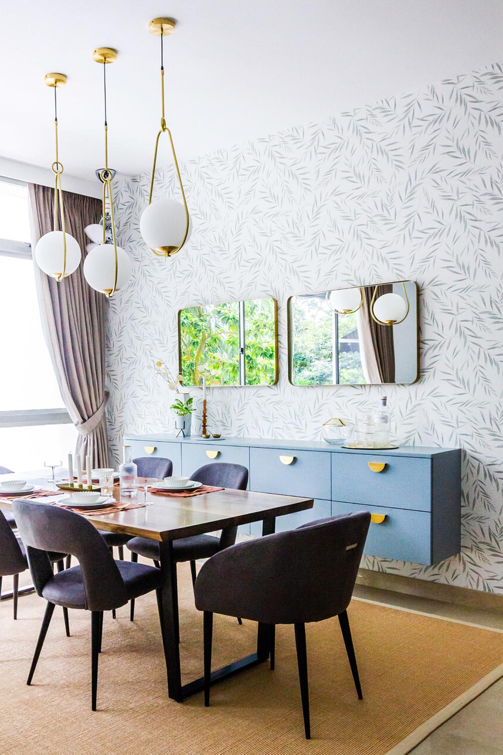 Patterned wallpaper installation